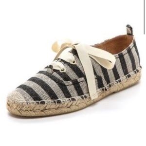 Kate Spade Black and Cream Striped Espadrilles